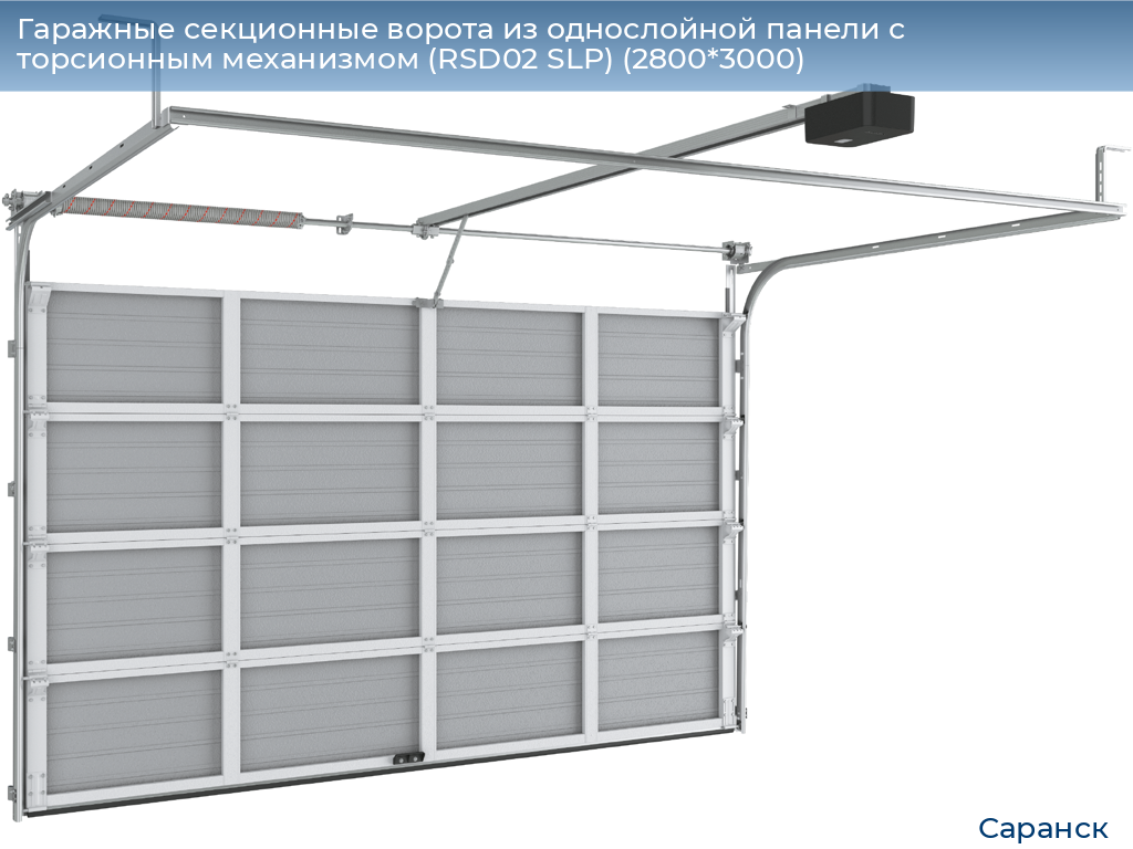 Гаражные секционные ворота из однослойной панели с торсионным механизмом (RSD02 SLP) (2800*3000), saransk.doorhan.ru
