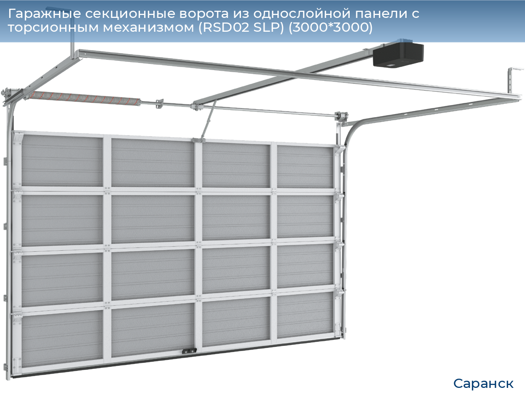 Гаражные секционные ворота из однослойной панели с торсионным механизмом (RSD02 SLP) (3000*3000), saransk.doorhan.ru
