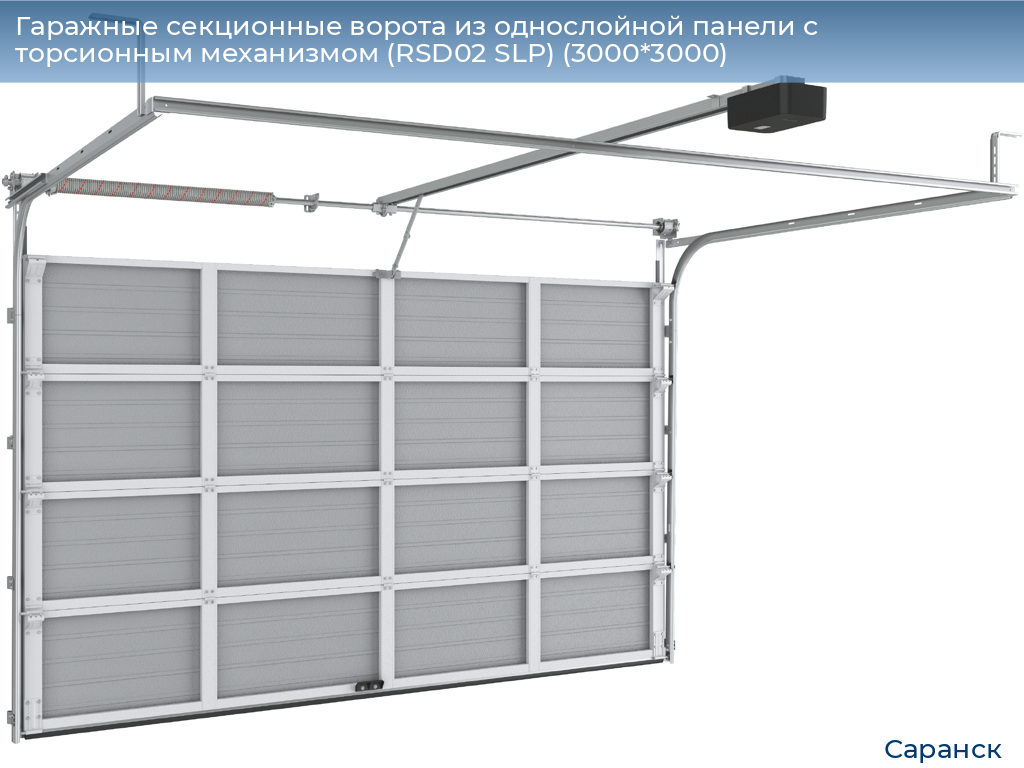 Гаражные секционные ворота из однослойной панели с торсионным механизмом (RSD02 SLP) (3000*3000), saransk.doorhan.ru