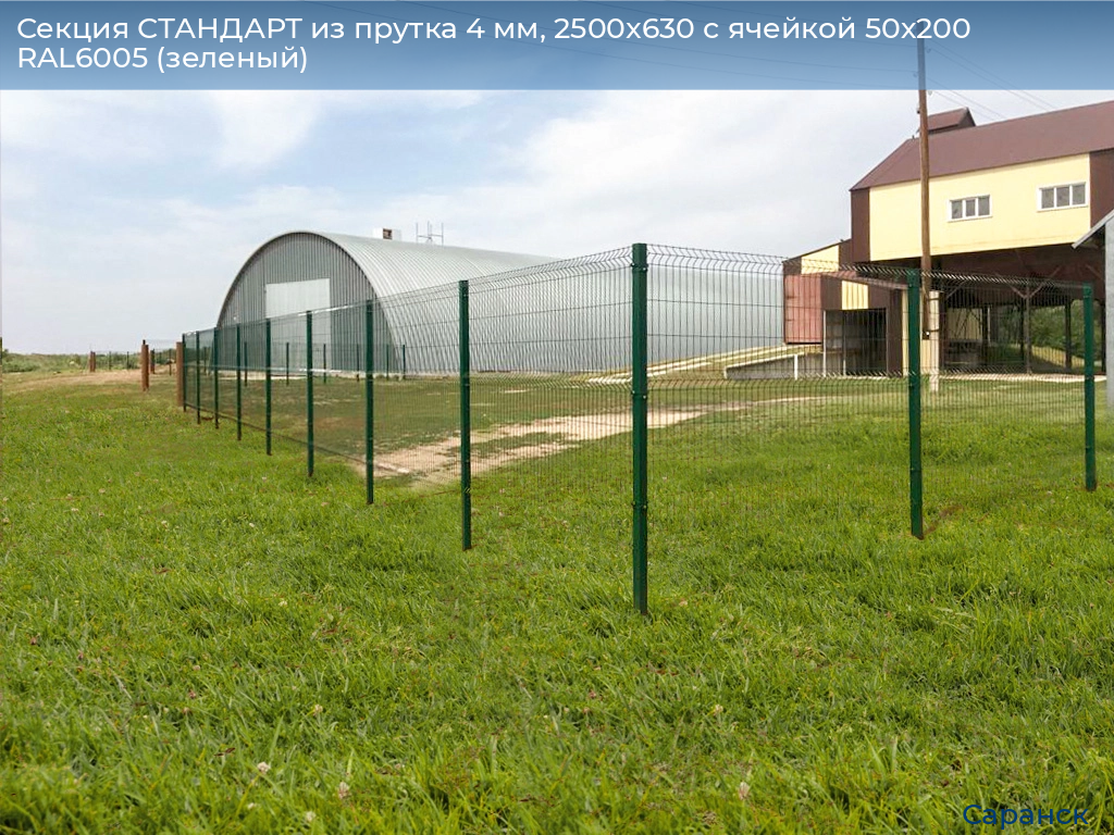 Секция СТАНДАРТ из прутка 4 мм, 2500x630 с ячейкой 50х200 RAL6005 (зеленый), saransk.doorhan.ru